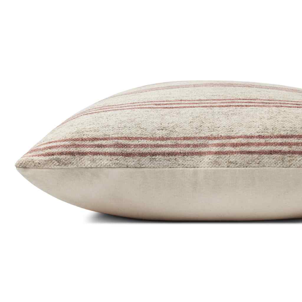 Amber Lewis x Loloi Zephyr Collection Natural / Wine Pillow PAL0040 Natural / Wine / 22" x 22" Cover w/Down Insert