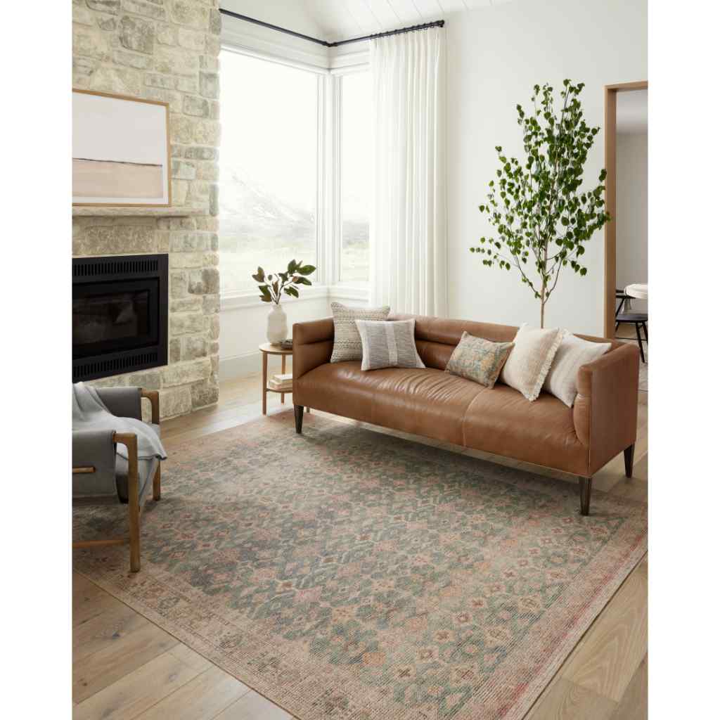 Angela Rose x Loloi Aubrey Collection Aqua / Sand Rug AUB-02 Aqua / Sand / 18" x 18" Sample