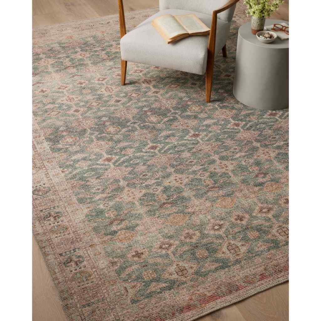 Angela Rose x Loloi Aubrey Collection Aqua / Sand Rug AUB-02 Aqua / Sand / 18" x 18" Sample