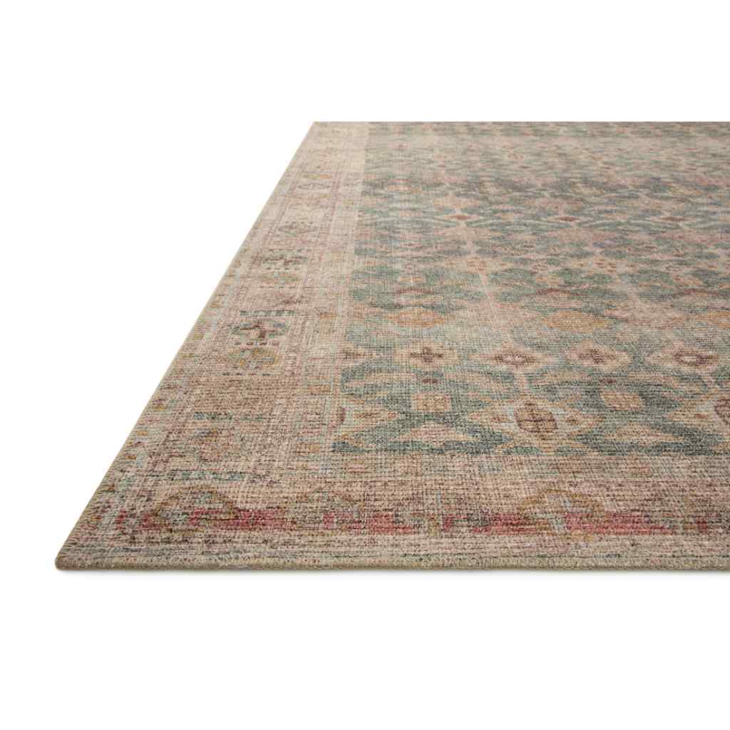 Angela Rose x Loloi Aubrey Collection Aqua / Sand Rug AUB-02 Aqua / Sand / 18" x 18" Sample