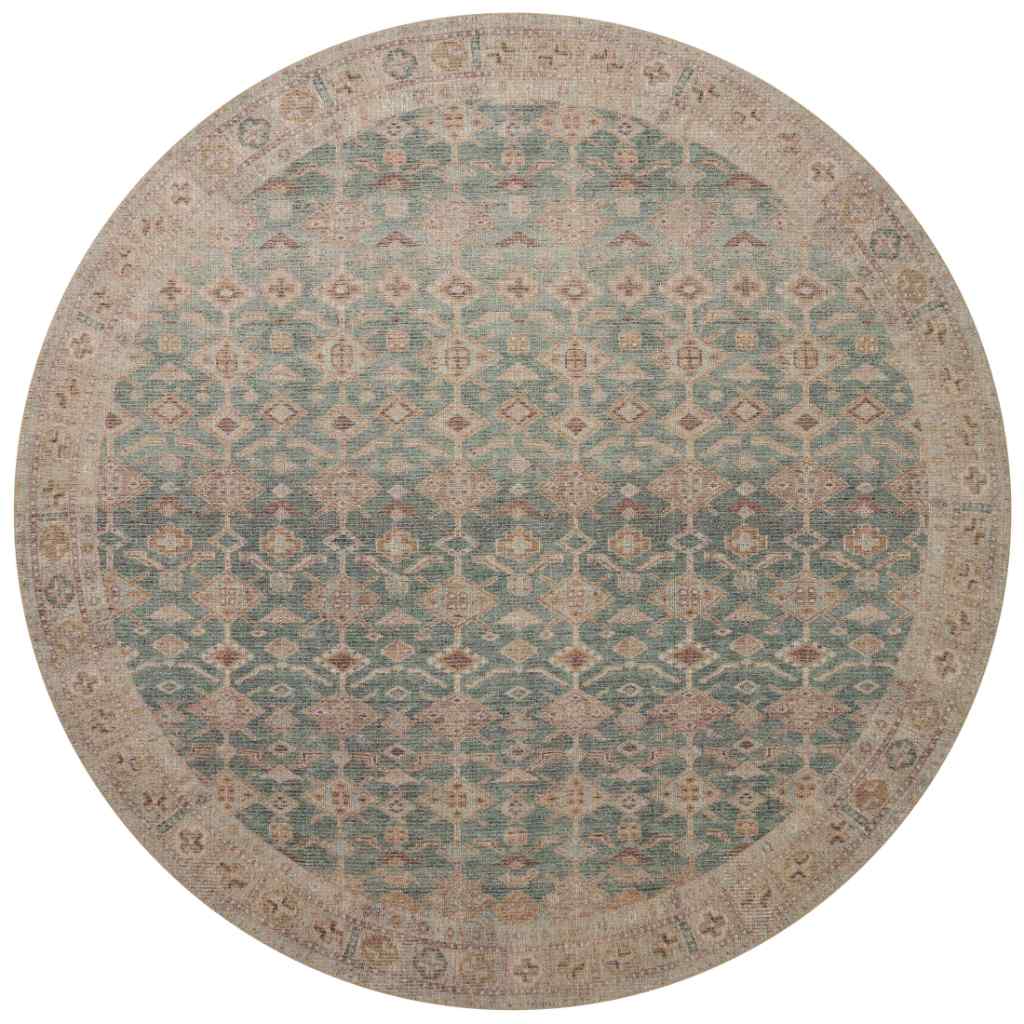 Angela Rose x Loloi Aubrey Collection Aqua / Sand Rug AUB-02 Aqua / Sand / 5'-0" x 5'-0" Round