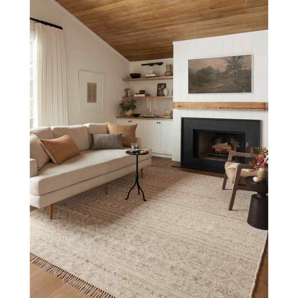 Angela Rose x Loloi Rivers Collection Sand / Ivory Rug RIV-03 Sand / Ivory / 18" x 18" Sample