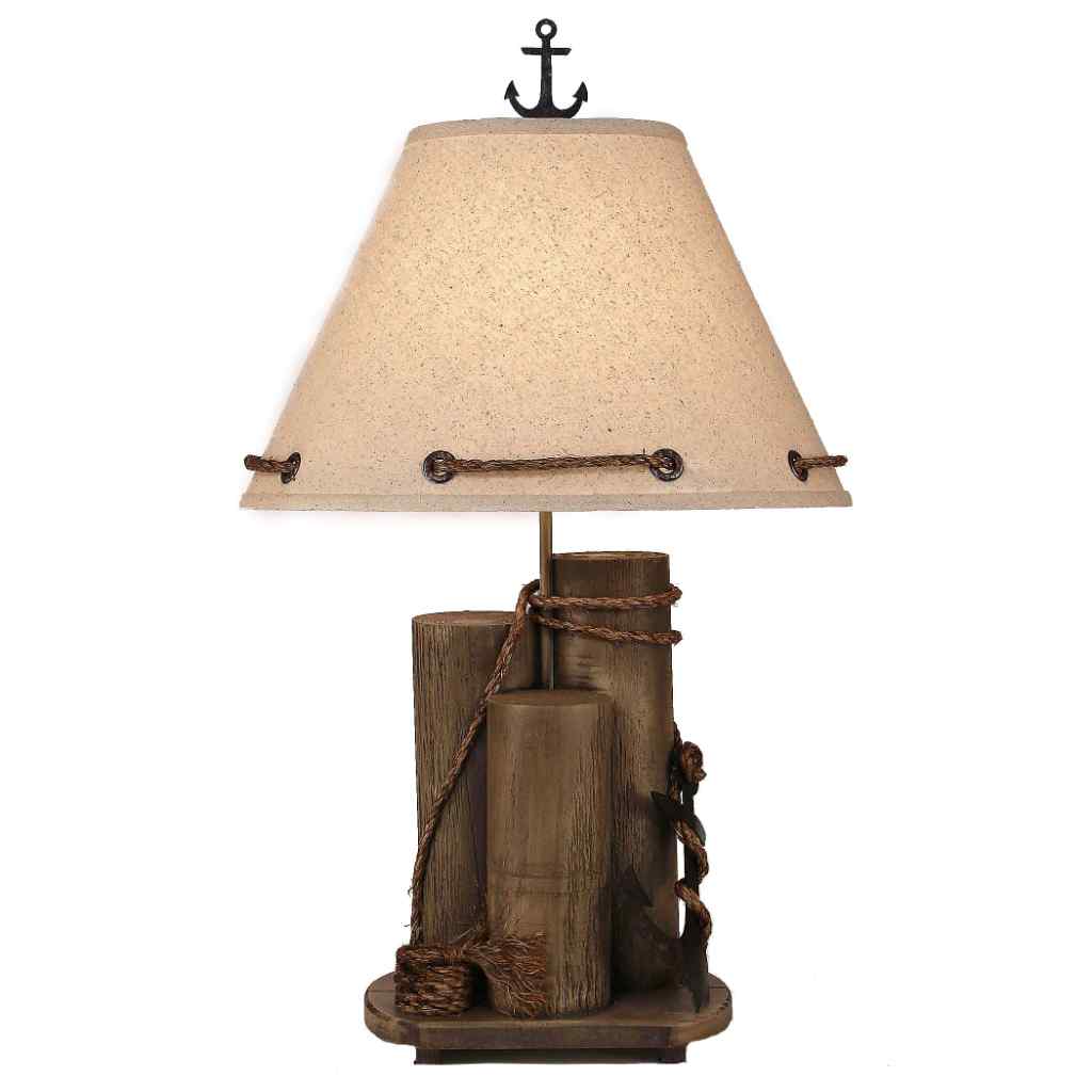 Antique Grey Dock Pilings With Tarnished Anchor Table Lamp Brown