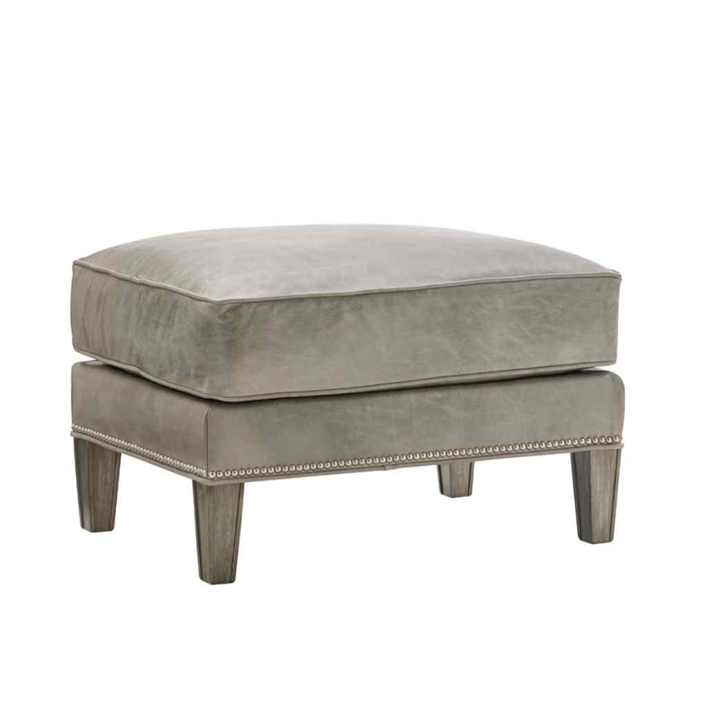 Ashton Leather Ottoman Misty Gray