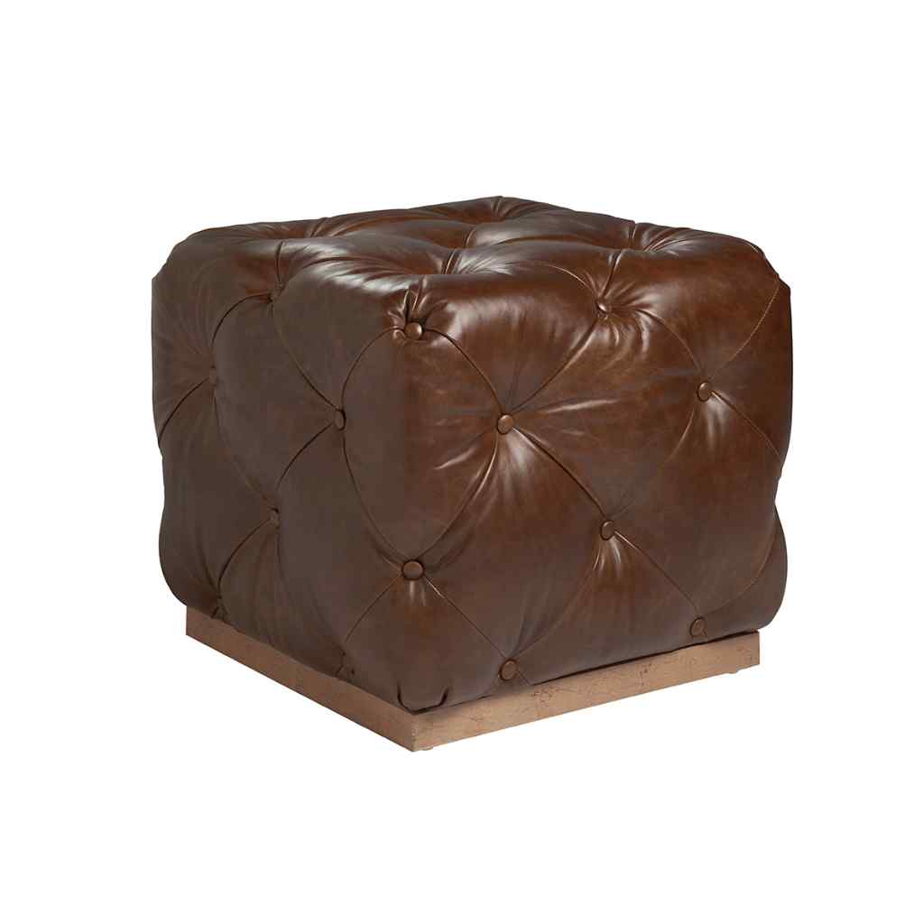 Auburn Leather Ottoman Aged Bronze