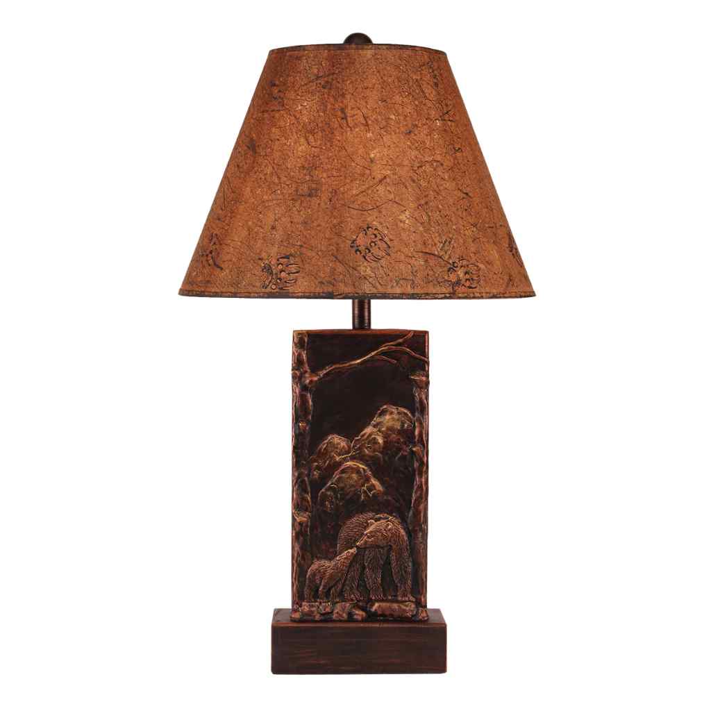 Bear With Cub And Tree Table Lamp Bronze