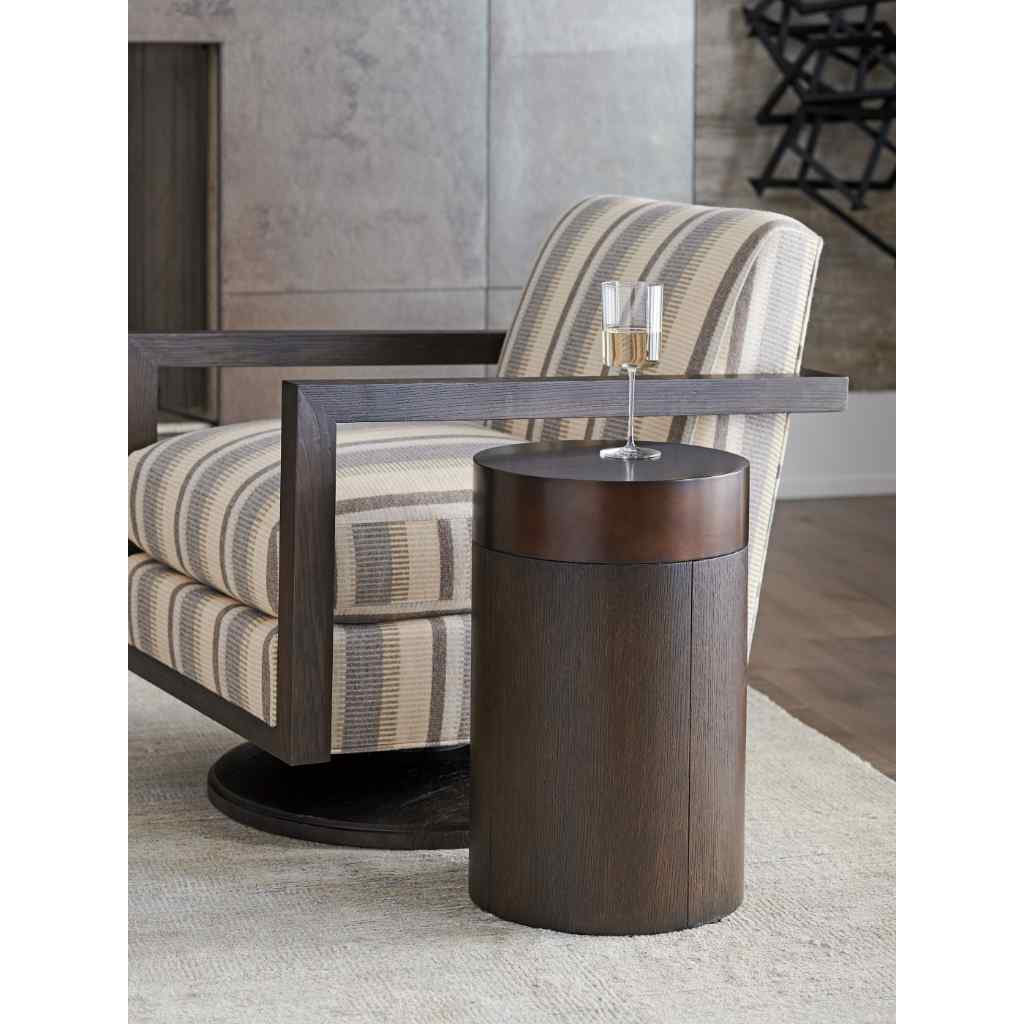 Black Diamond Round End Table Brown