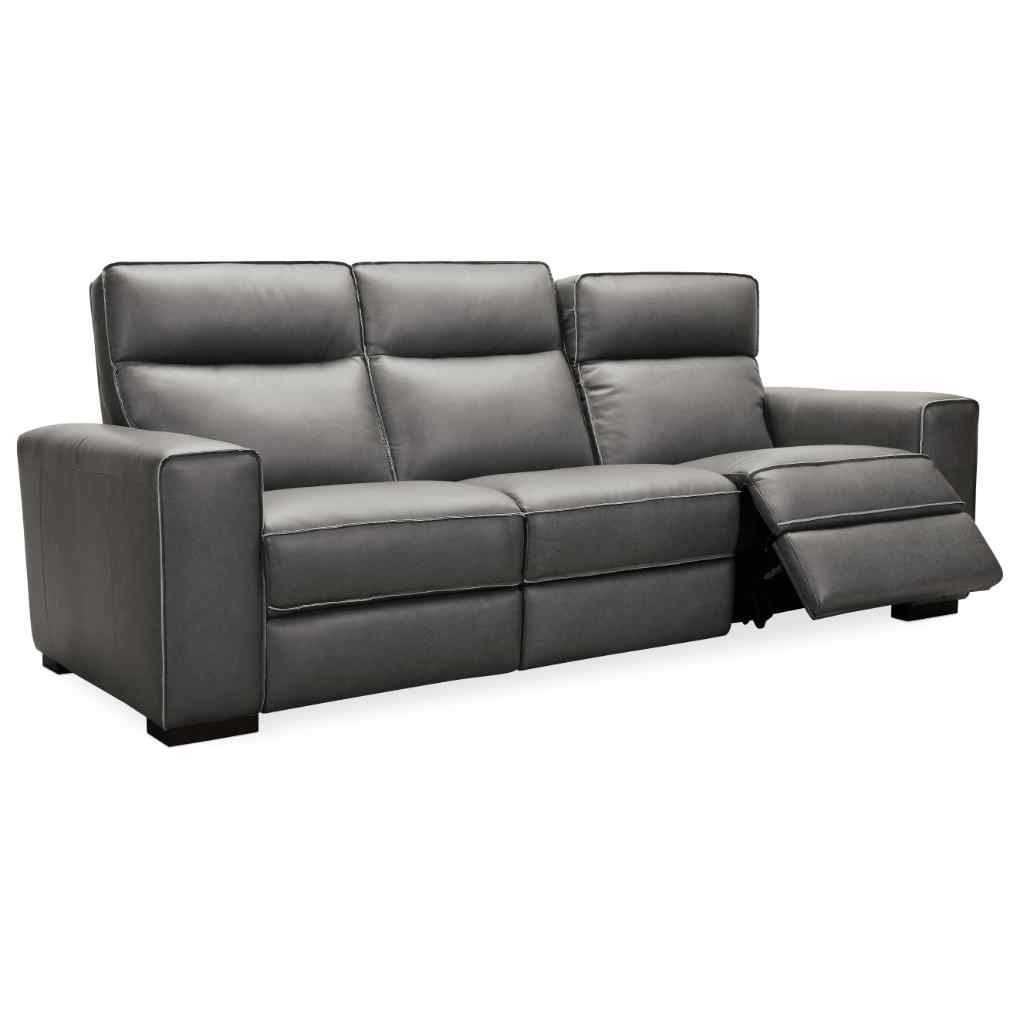 Braeburn Leather Sofa with Power Recline Power Headrest Grey