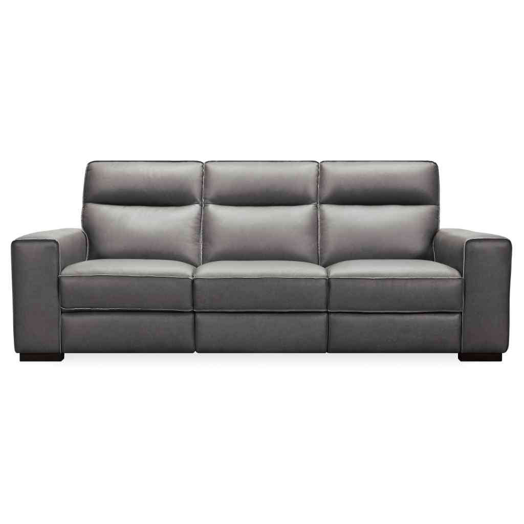 Braeburn Leather Sofa with Power Recline Power Headrest Grey