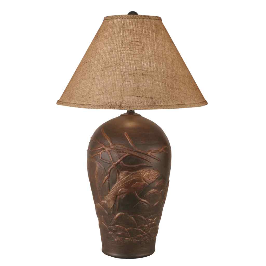 Bronze Trout Scene Table Lamp Bronze