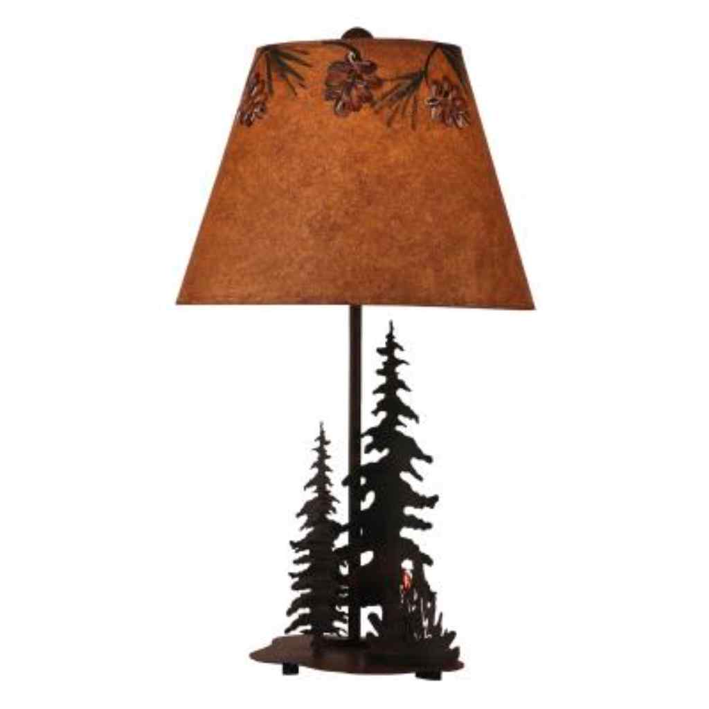 Burnt Sienna 2 Tree And Campfire Accent Lamp With Night Light Burnt Sienna