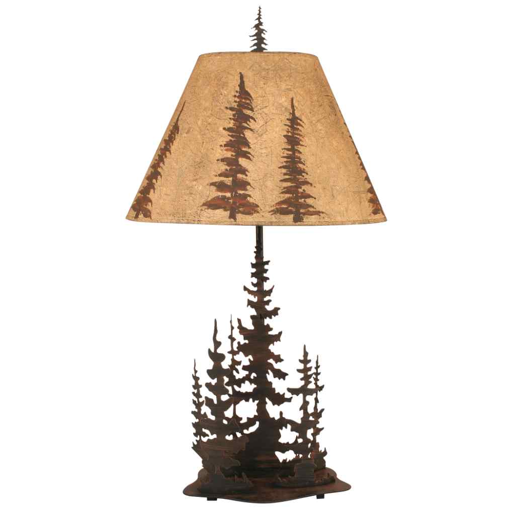 Burnt Sienna Feather Tree Scene Table Lamp Burnt Sienna