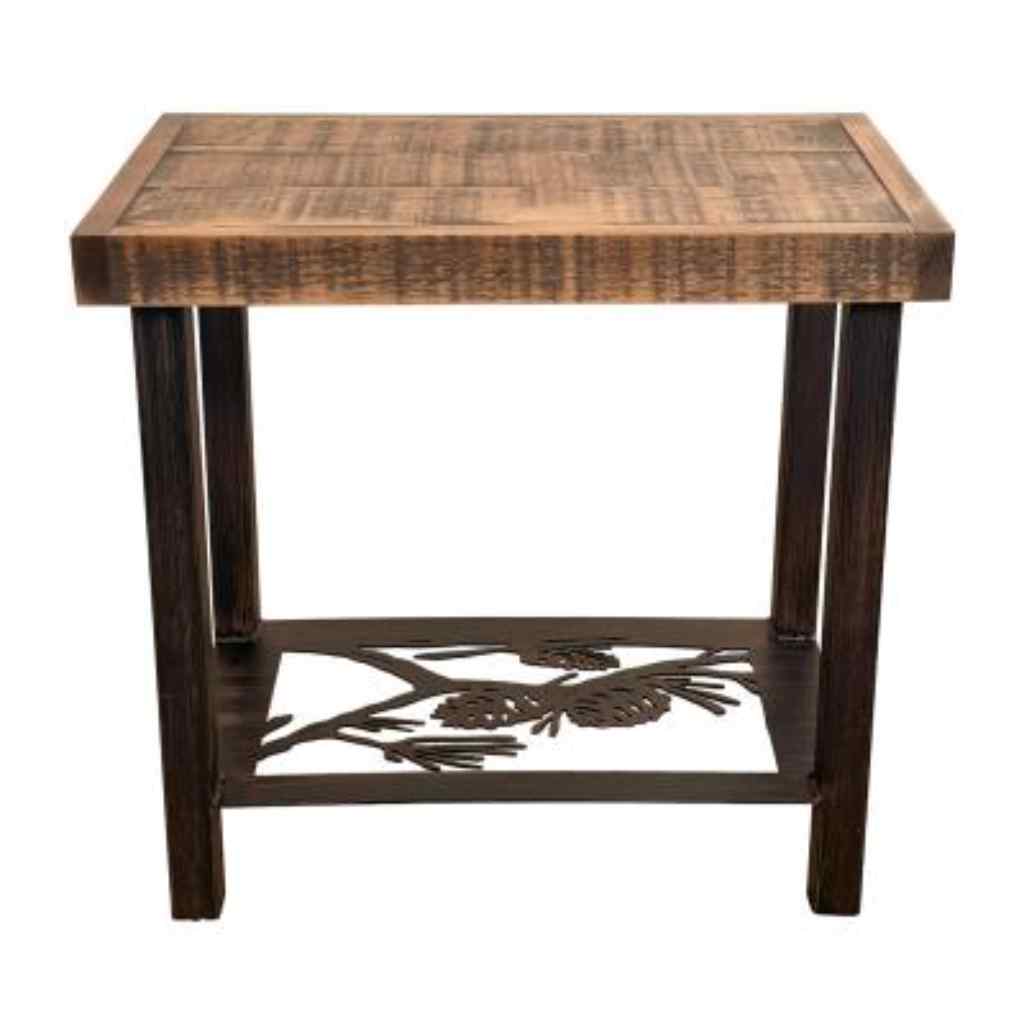 Burnt Sienna-Rough Sawn Pine Cone Rectangle Side Table Burnt Sienna/Rough Sawn