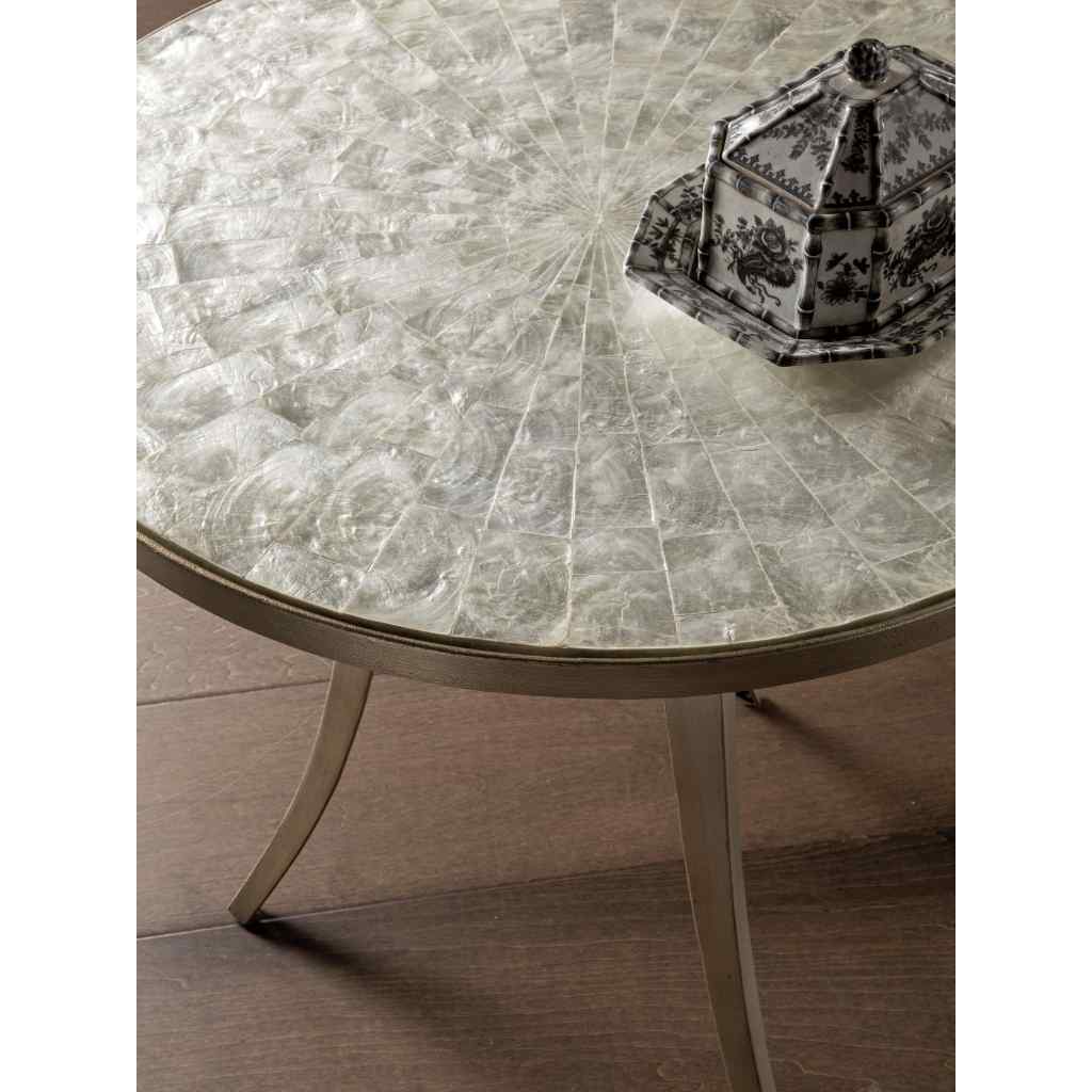 Capiz Round End Table Brown