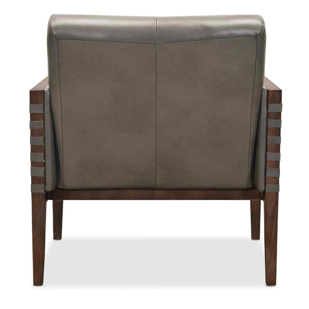 Carverdale Leather Club Chair with Wood Frame - II Grey