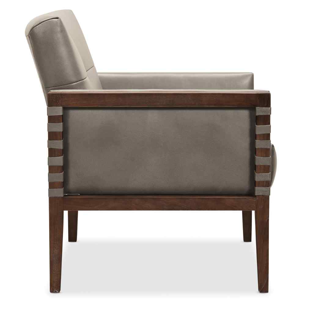 Carverdale Leather Club Chair with Wood Frame - II Grey