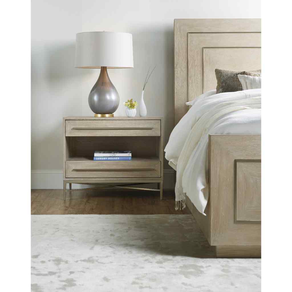 Cascade Two-Drawer Nightstand Beige