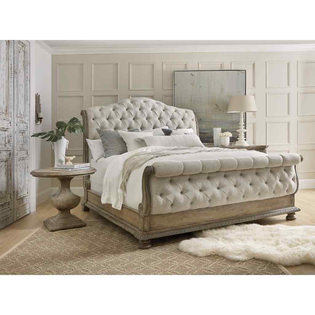 Castella King Tufted Bed Light Brown