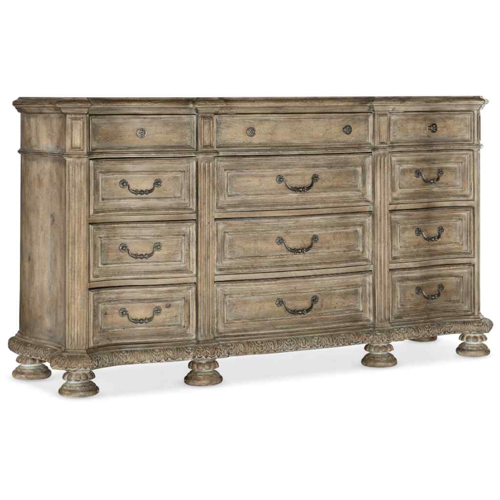 Castella Twelve Drawer Dresser Light Brown