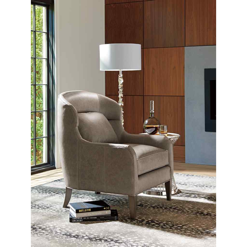 Chaffery Leather Chair Misty Gray