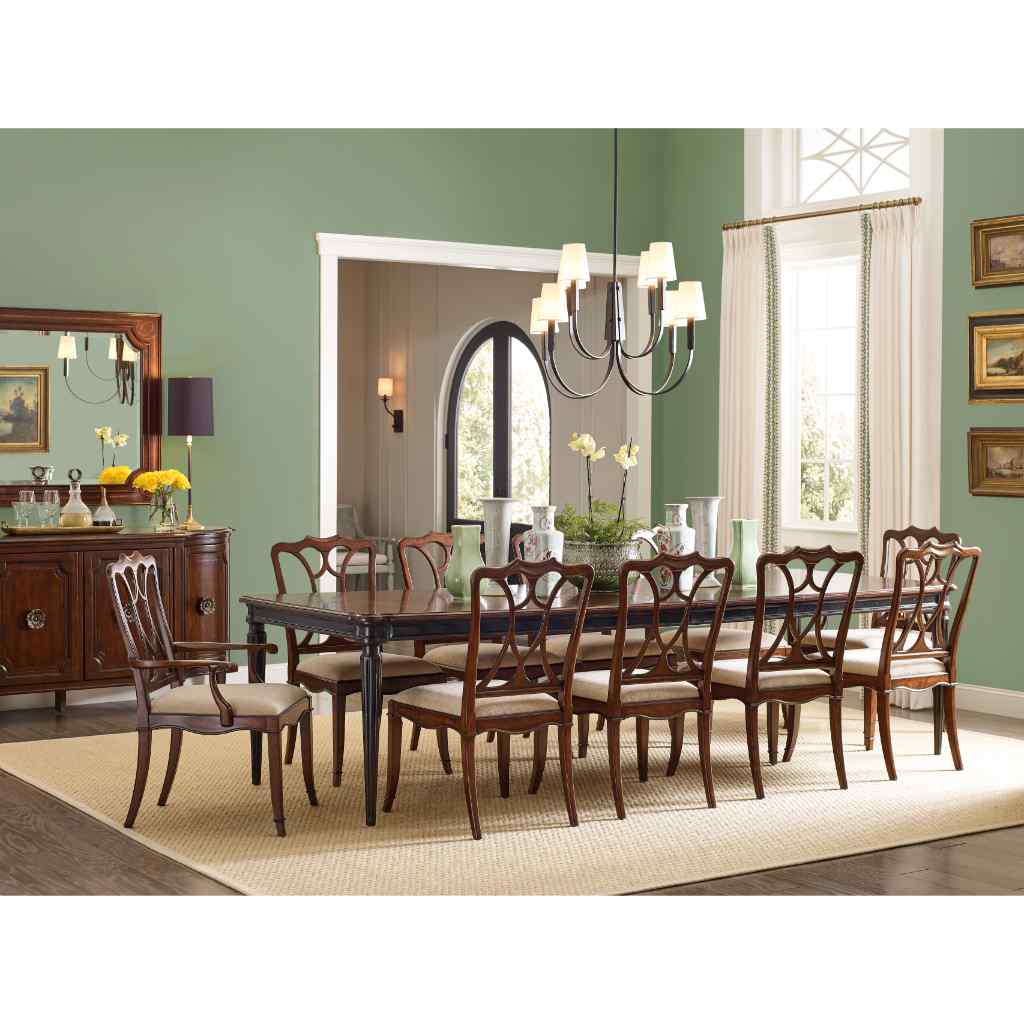 Charleston Rectangle Leg Dining Table with 2-22in leaves Black