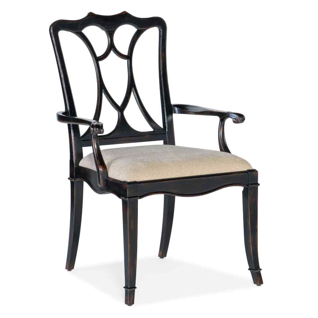 Charleston Upholstered Seat Arm Chair - II Black