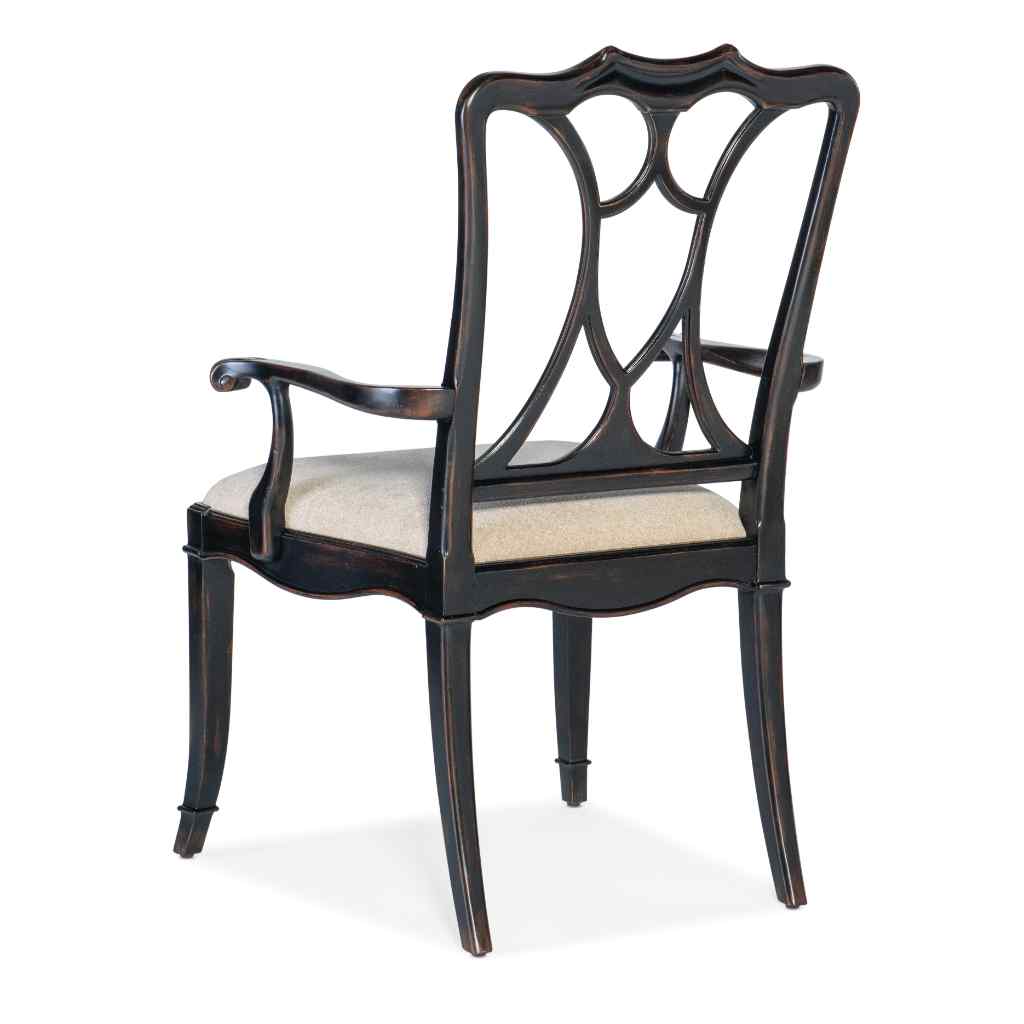 Charleston Upholstered Seat Arm Chair - II Black