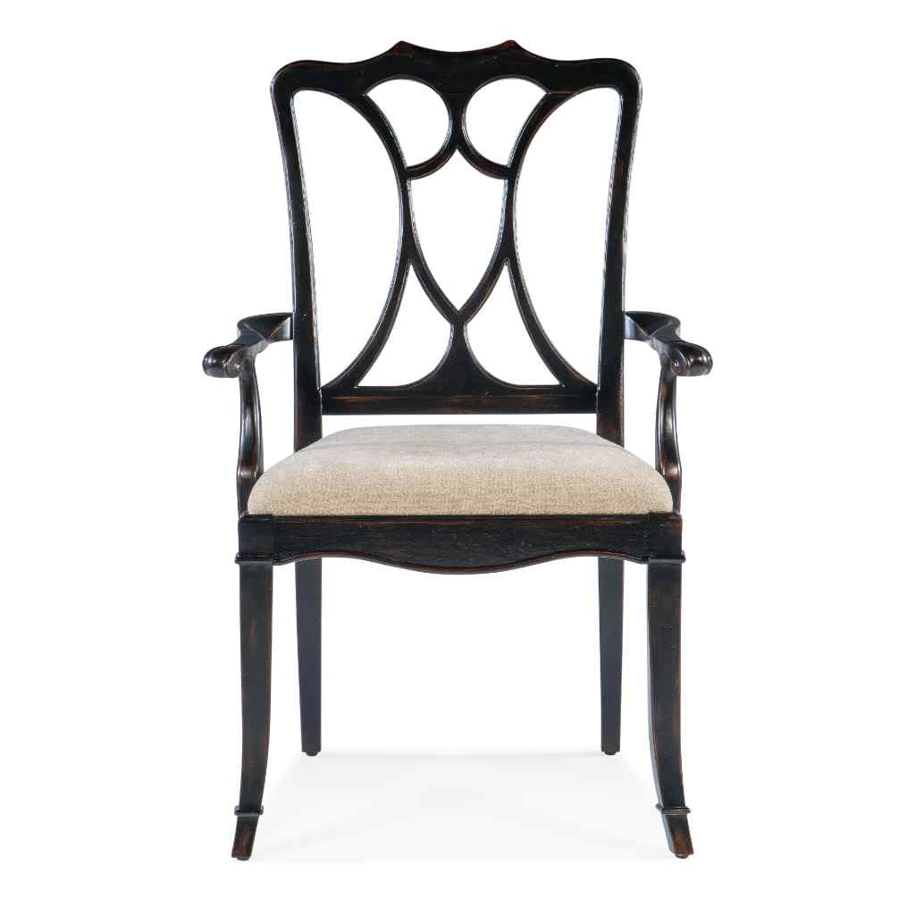 Charleston Upholstered Seat Arm Chair - II Black