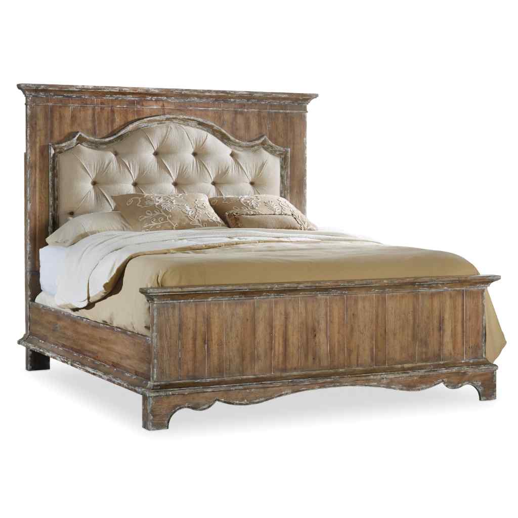 Chatelet King Upholstered Mantle Panel Bed Beige