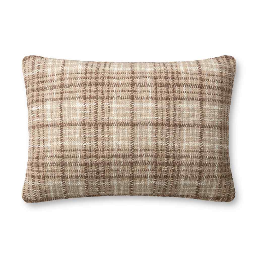 Chris Loves Julia x Loloi Beau Collection Brown  / Ivory Pillow PCJ0014 Brown  / Ivory / 16" x 26" Cover w/Poly Insert