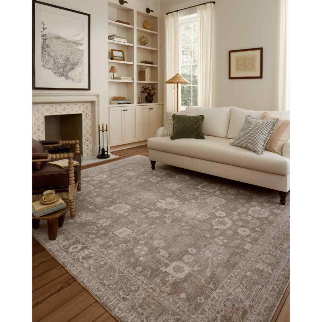 Chris Loves Julia x Loloi Louisa Collection Taupe / Ivory Rug LOI-03 Taupe / Ivory / 18" x 18" Sample