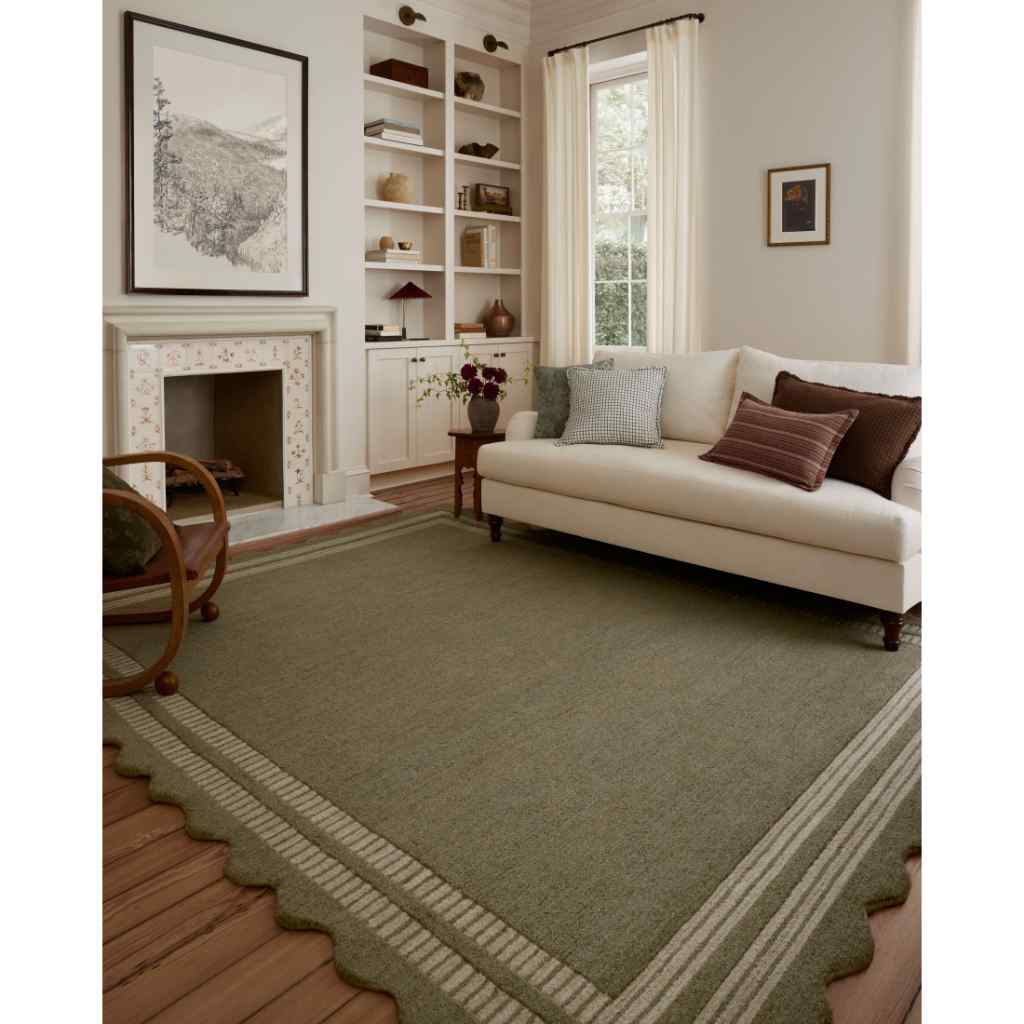 Chris Loves Julia x Loloi Scottie Collection Olive / Pebble Rug SCO-01 Olive / Pebble / 18" x 18" Sample