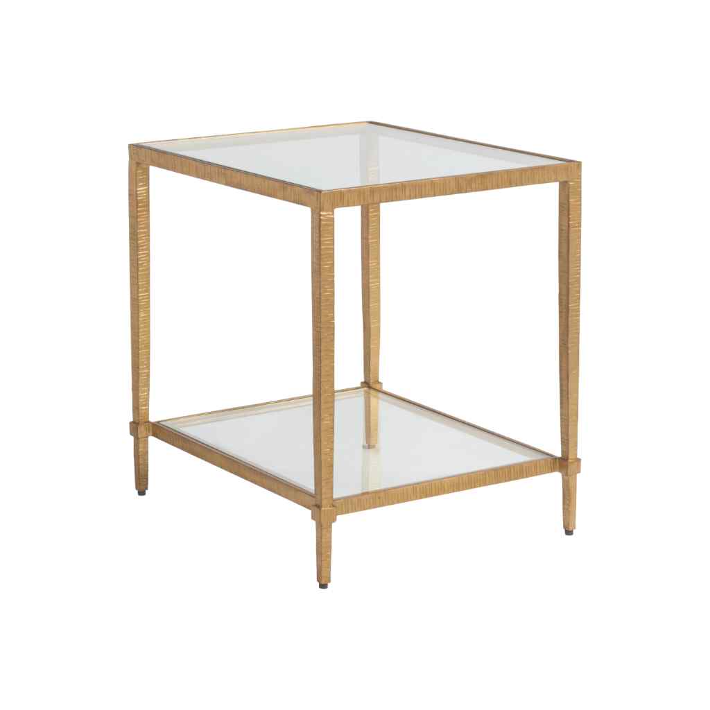 Claret Rectangular End Table - Metal Designs Gold
