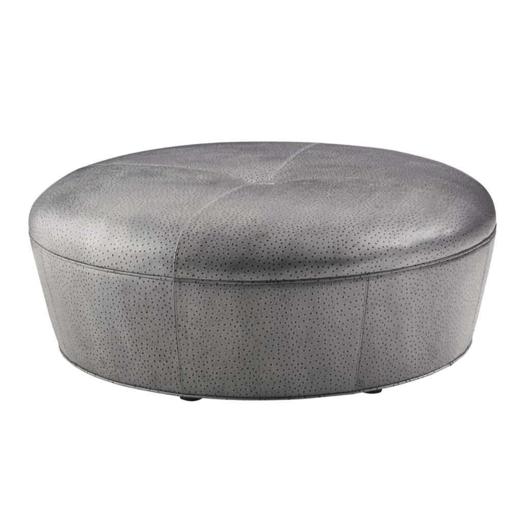 Claudia Leather Ottoman Brown