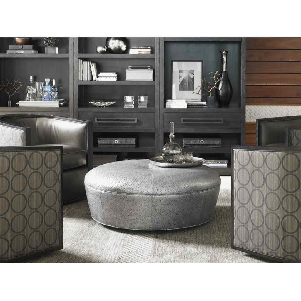 Claudia Leather Ottoman Brown
