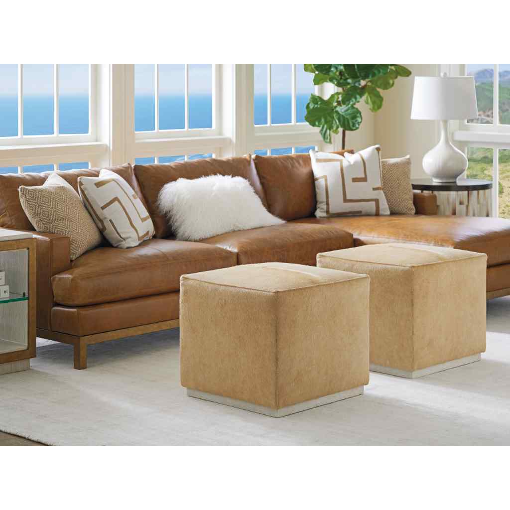 Colby Leather Ottoman - Barclay Butera Upholstery Portola