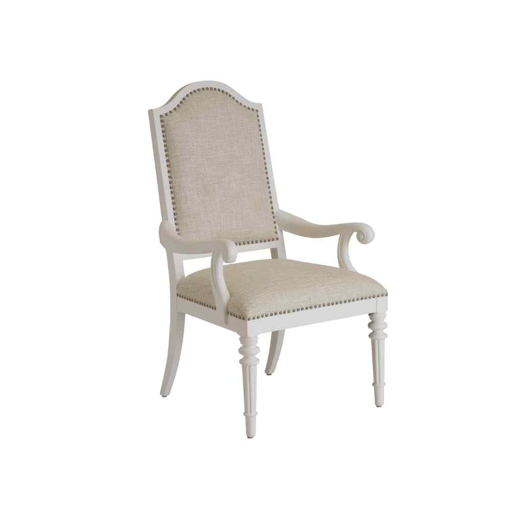 Corsica Upholstered Arm Chair - Villa Blanca White with Ivory