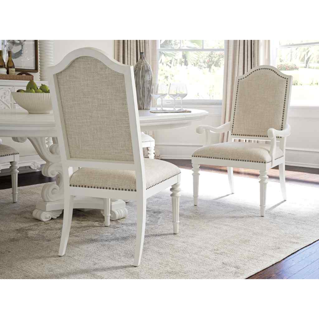 Corsica Upholstered Arm Chair - Villa Blanca White with Ivory