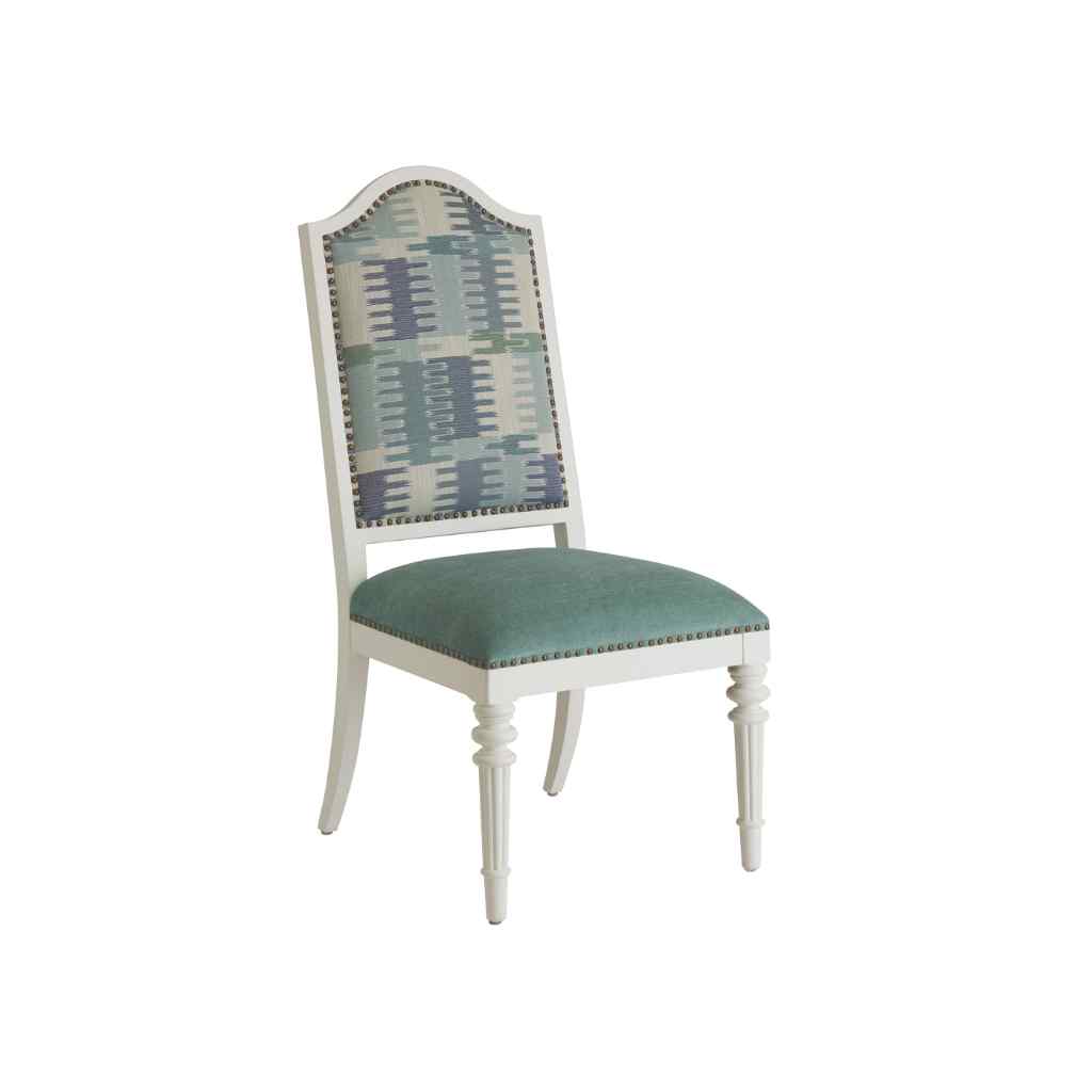 Corsica Upholstered Side Chair - Villa Blanca White with Seaglass