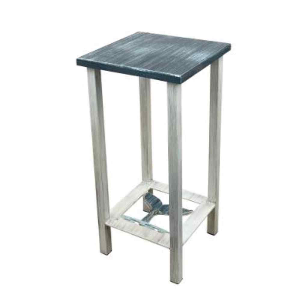 Cottage-Nautical Square Iron Drink Table With Whale Tail Accent And Wood Top Cottage/Nautical (Weathered Navy)