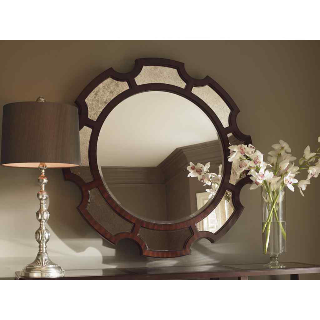 Del Mar Round Mirror Brown