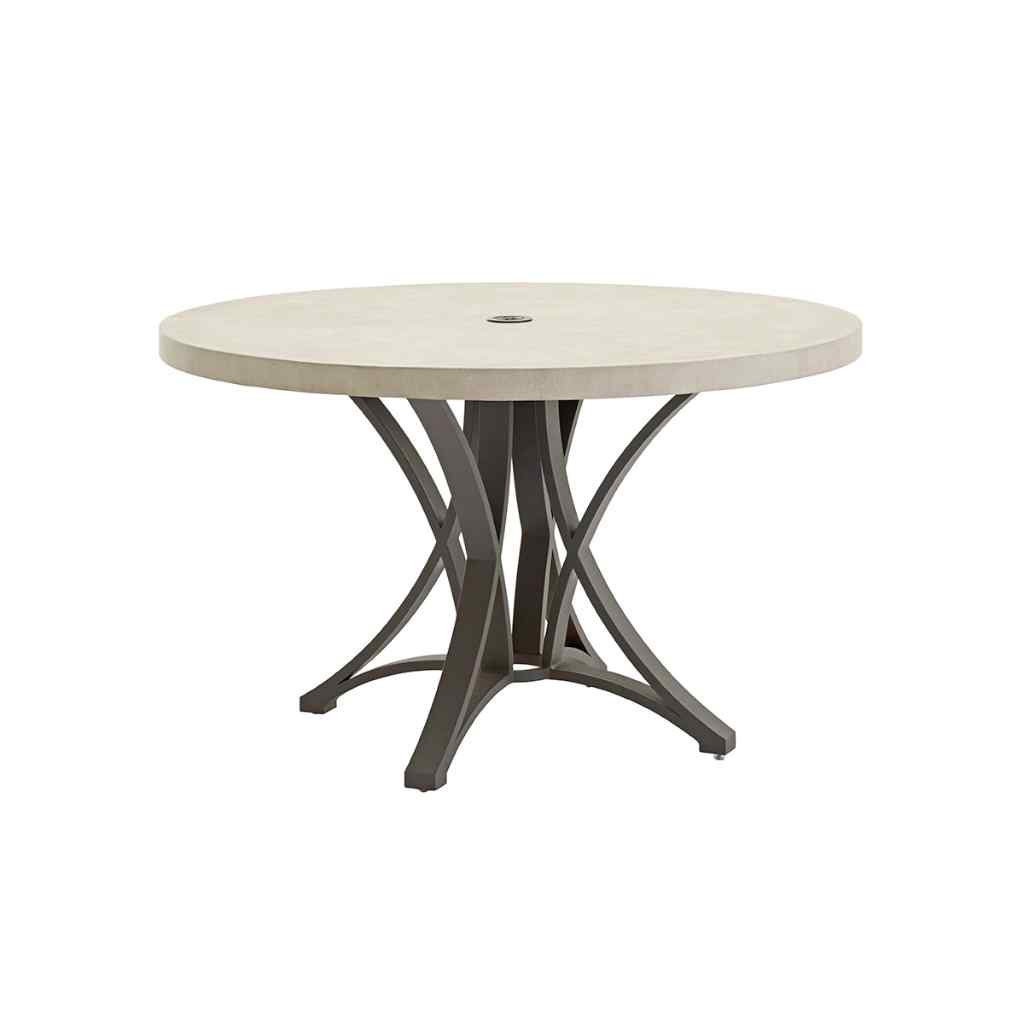 Dining Table W-Weatherstone Top - Cypress Point Ocean Terrace Round / White