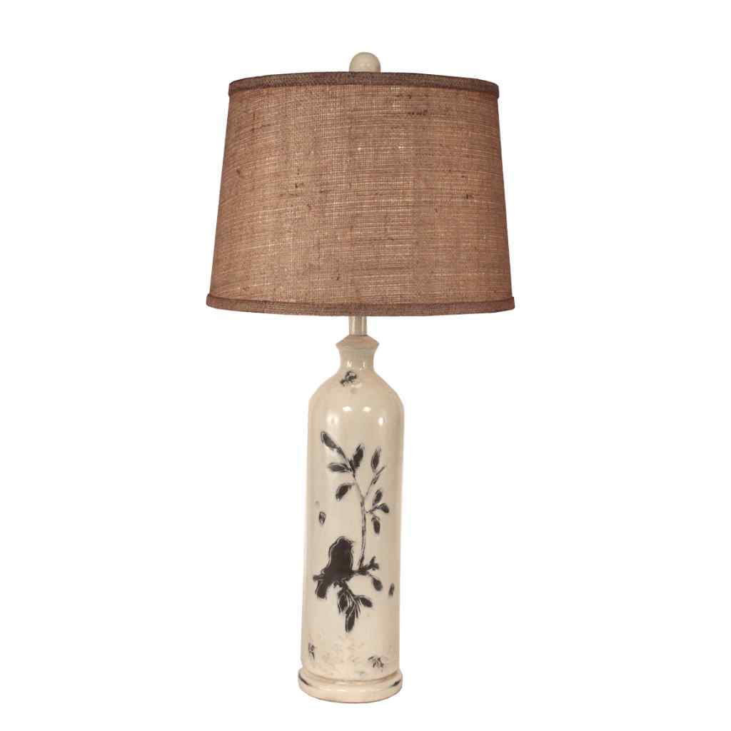 Distressed Nude Tall Birds On A Branch Table Lamp Distressed Nude High Gloss