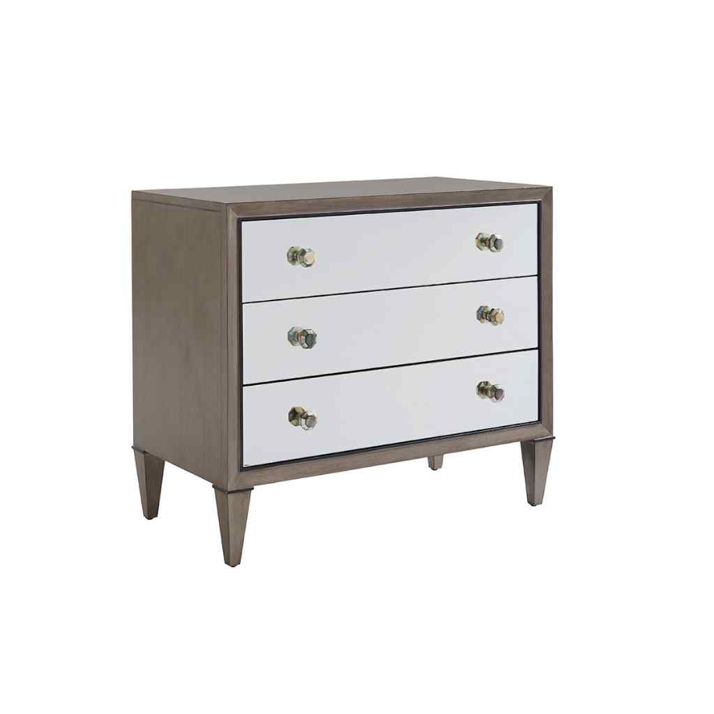 Divonne Mirrored Nightstand Silver Leaf