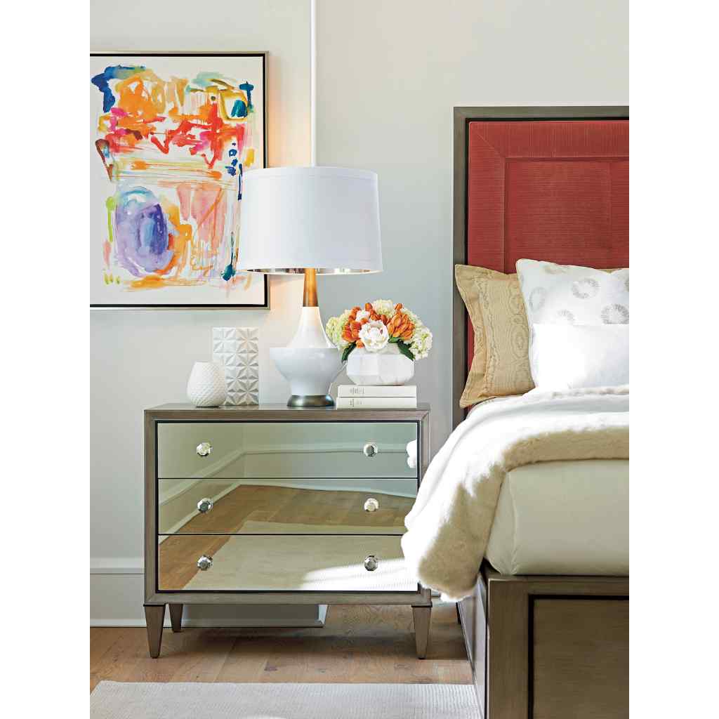 Divonne Mirrored Nightstand Silver Leaf