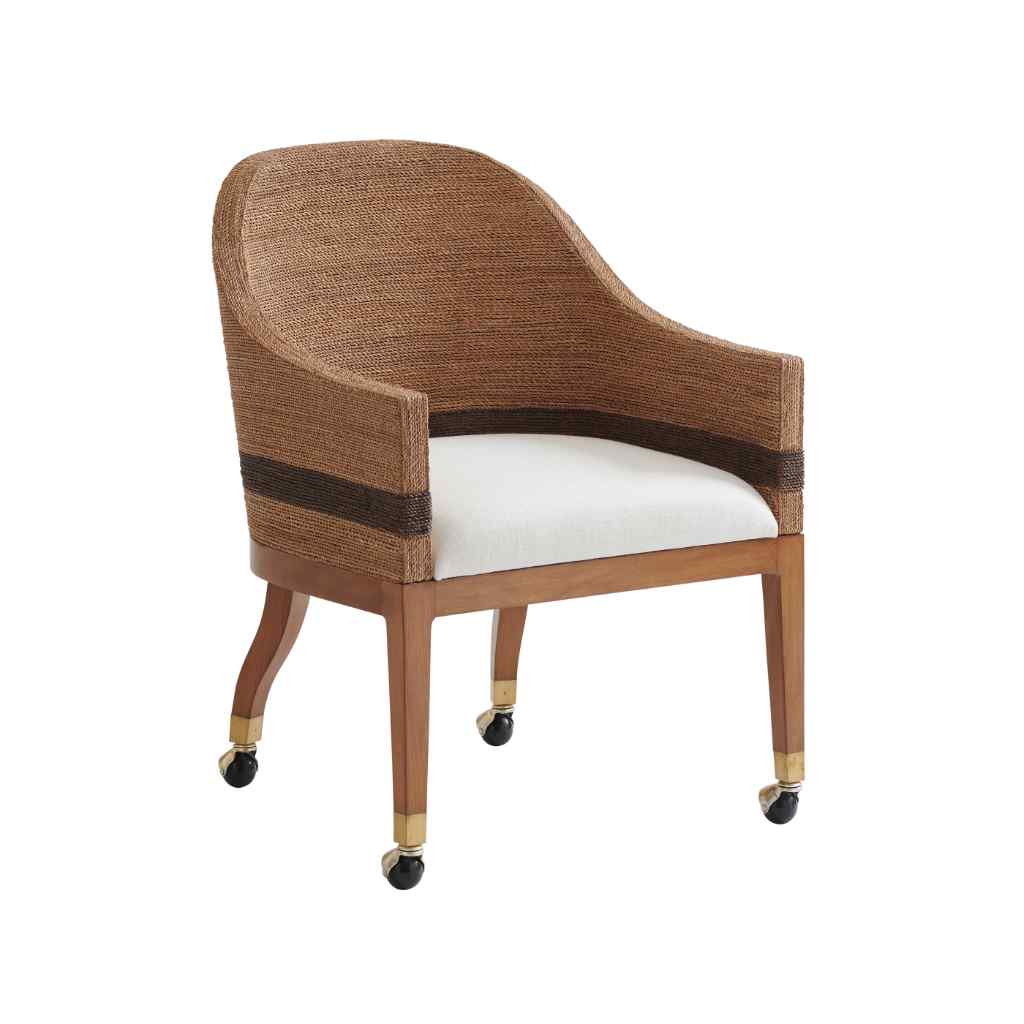 Dorian Woven Arm Chair With Casters Brown