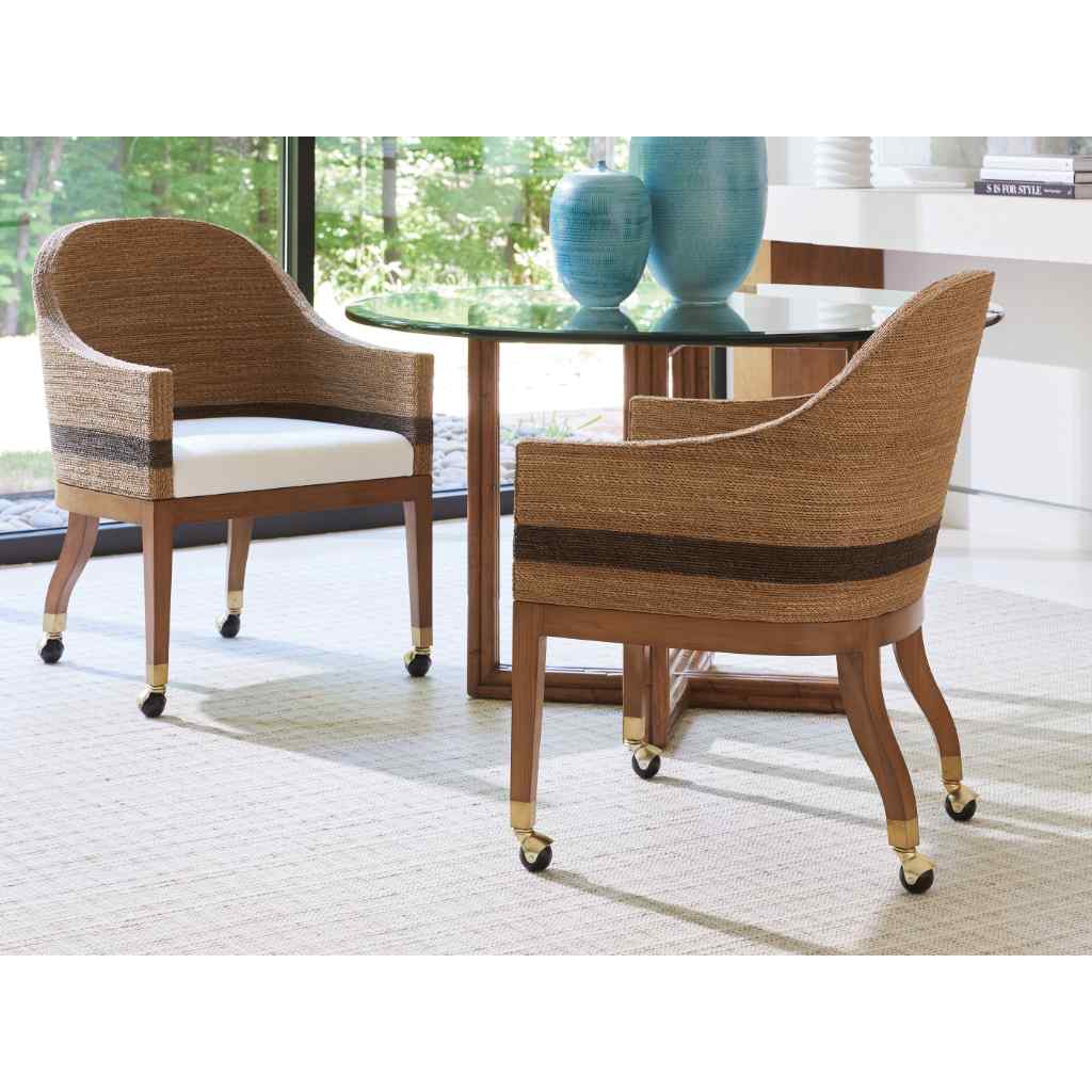 Dorian Woven Arm Chair With Casters Brown