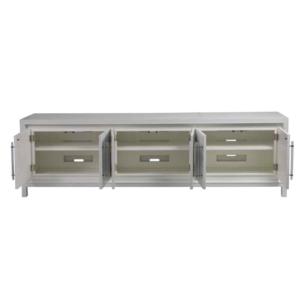 Elation White Long Media Console Brown