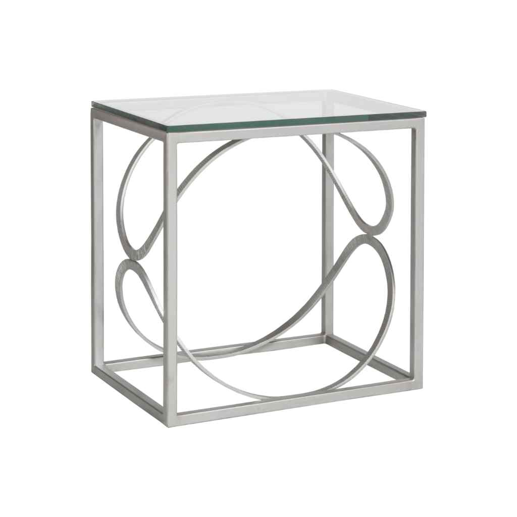 Ellipse Rectangular End Table - Metal Designs Silver Leaf