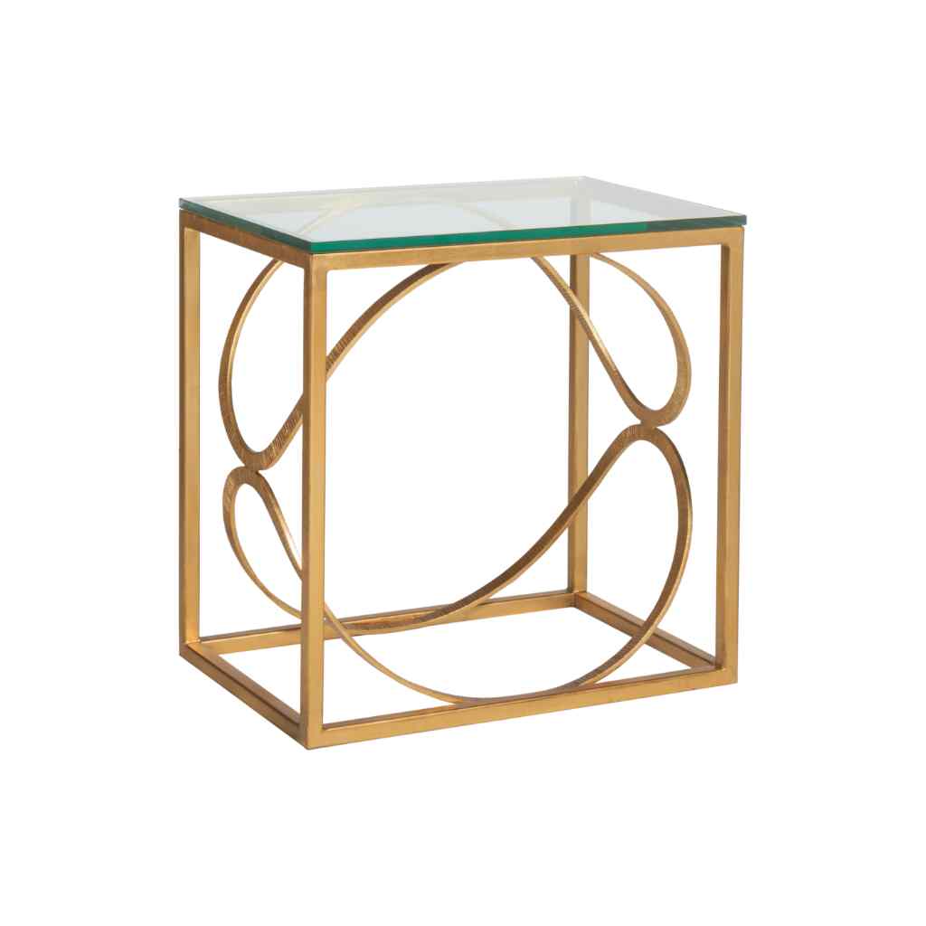 Ellipse Rectangular End Table - Metal Designs Gold